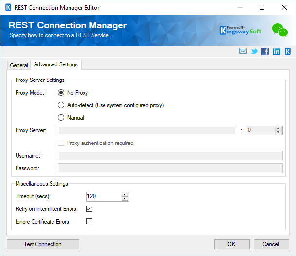 SSIS WeChat Connection Manager - Advanced Settings